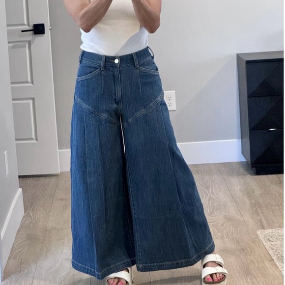 Anthropologie Pilcro Seamed Flounce high rise wide leg jeans - Picture 5 of 12